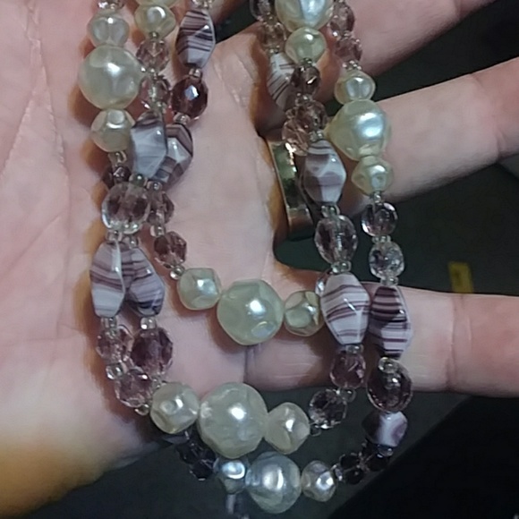 West German triple layer bead necklace stamped - Picture 3 of 5